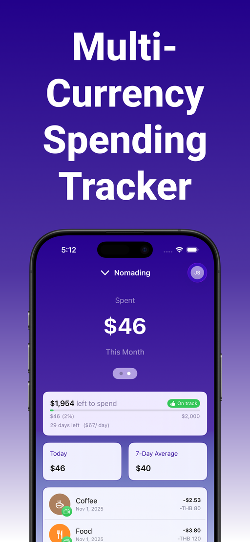 Multi-currency spending tracker app